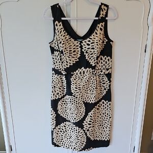 Boden Black and Cream Sheath Midi Dress V-Neck Sleeveless